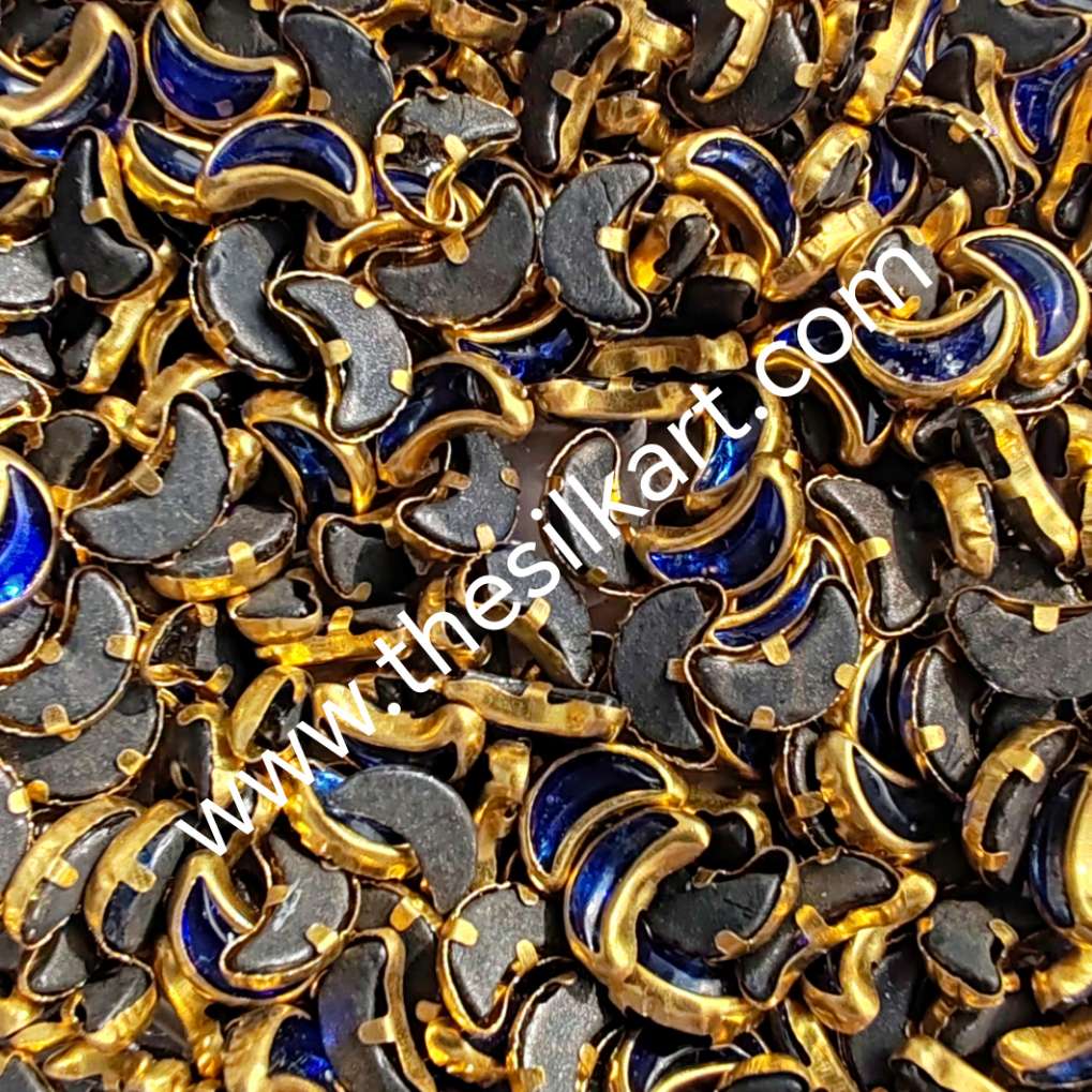 half moon dark blue glass