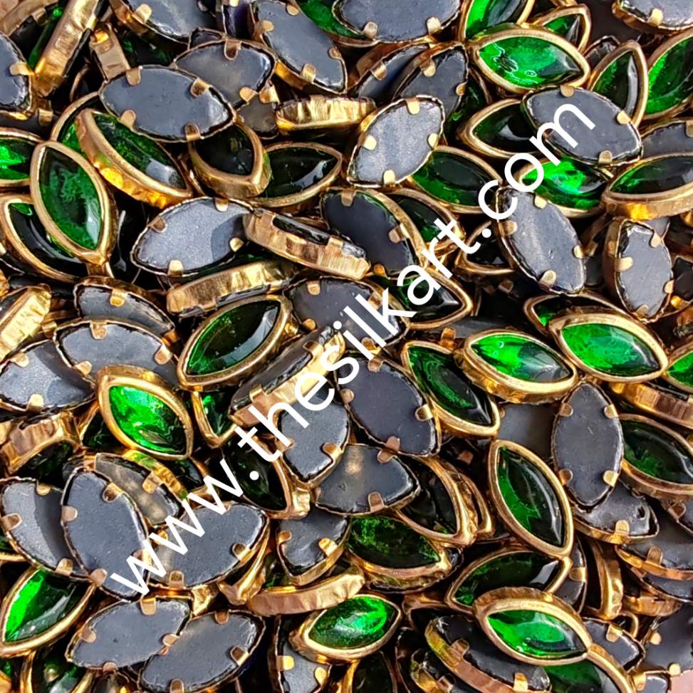 8k eye shape green glass kundans