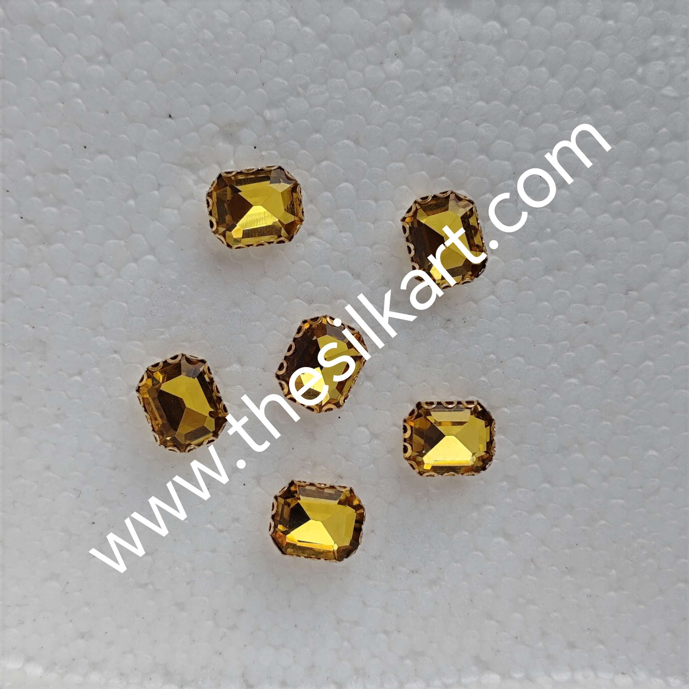 yellow colour 10*8 size reactangle clipstones