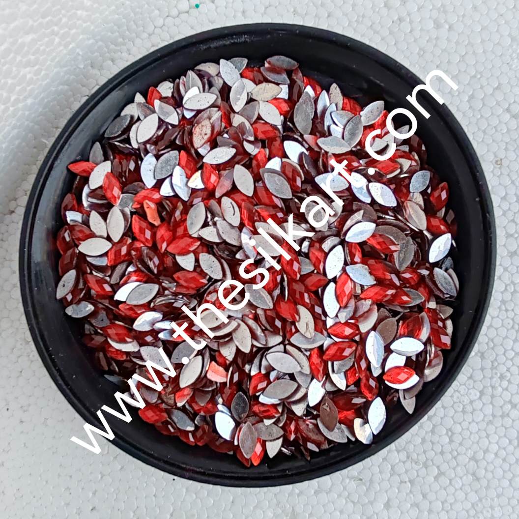 8*4 size eye shape red colour raindrop kundans