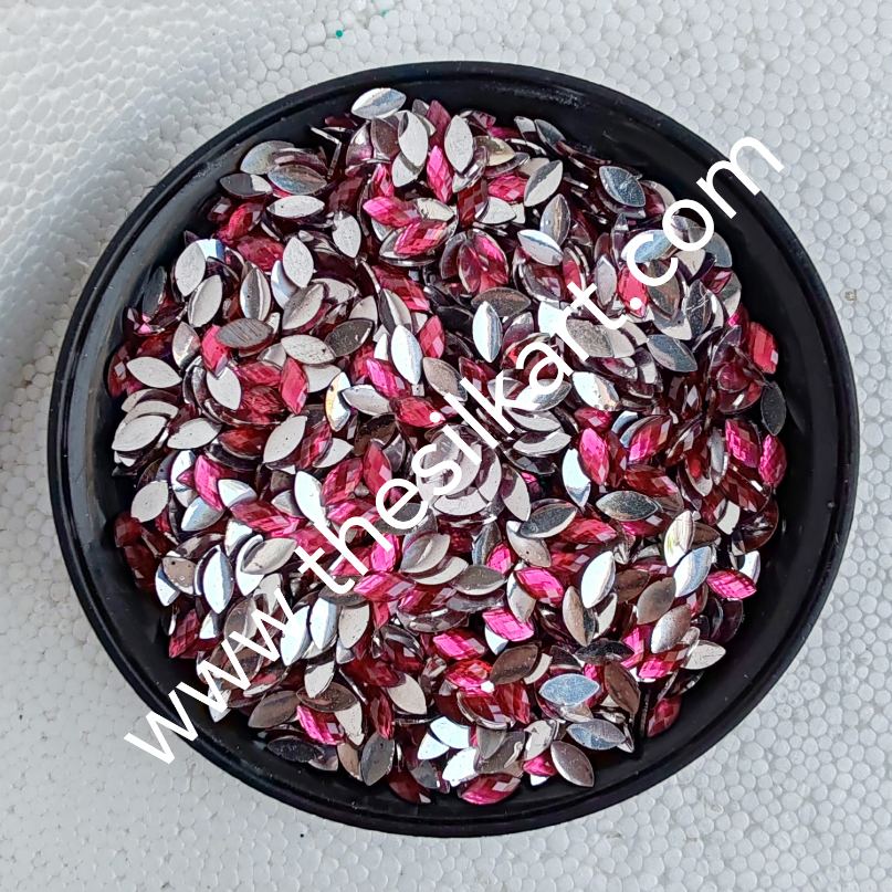 8*4 size eye shape rose pink colour raindrop kundans