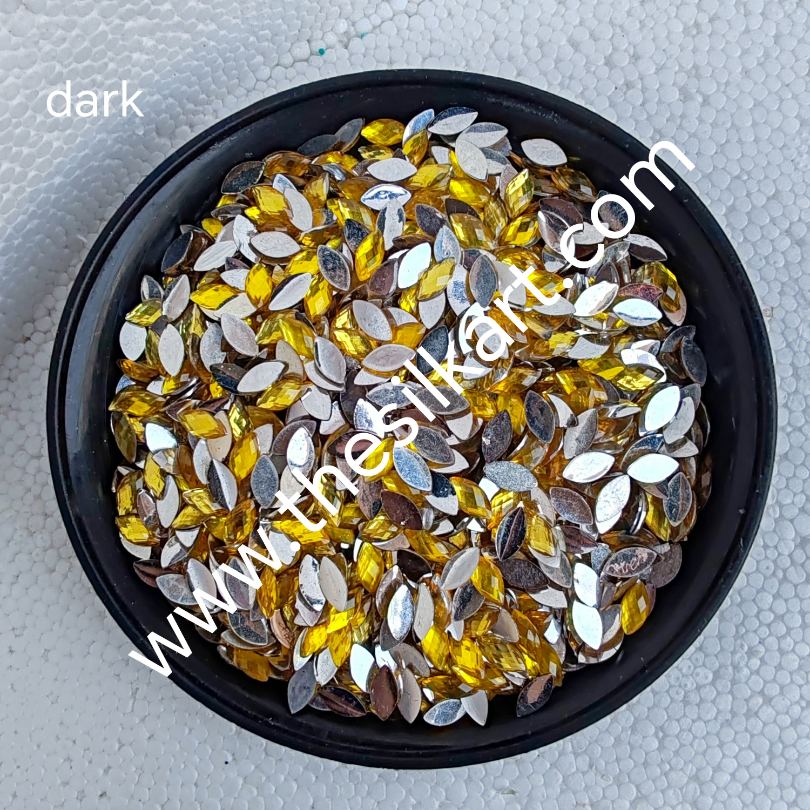 8*4 size eye shape yellow colour raindrop kundans