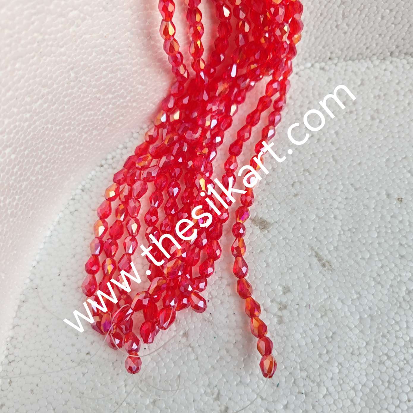 drop shape crystal beads-red