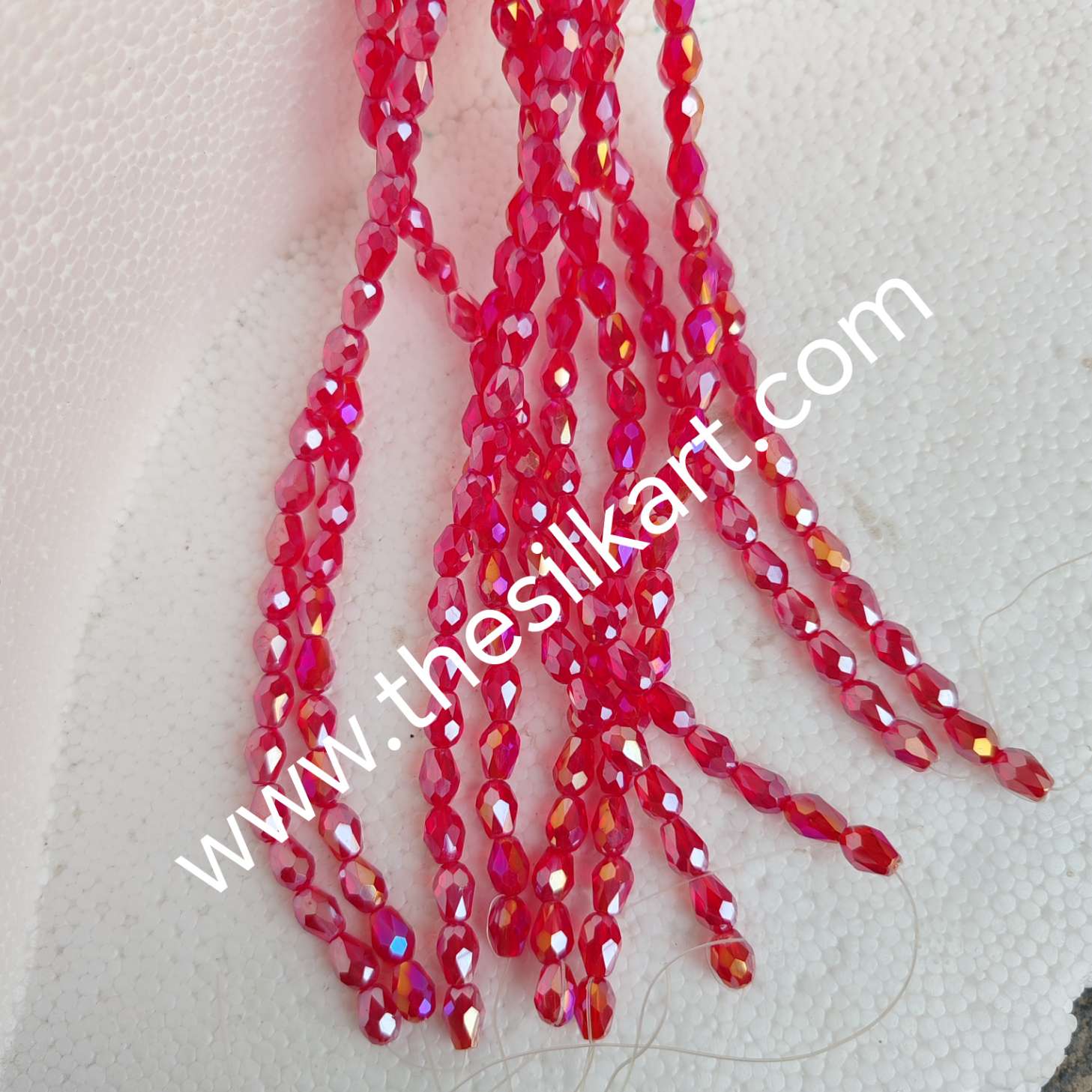drop shape crystal beads-tomato red