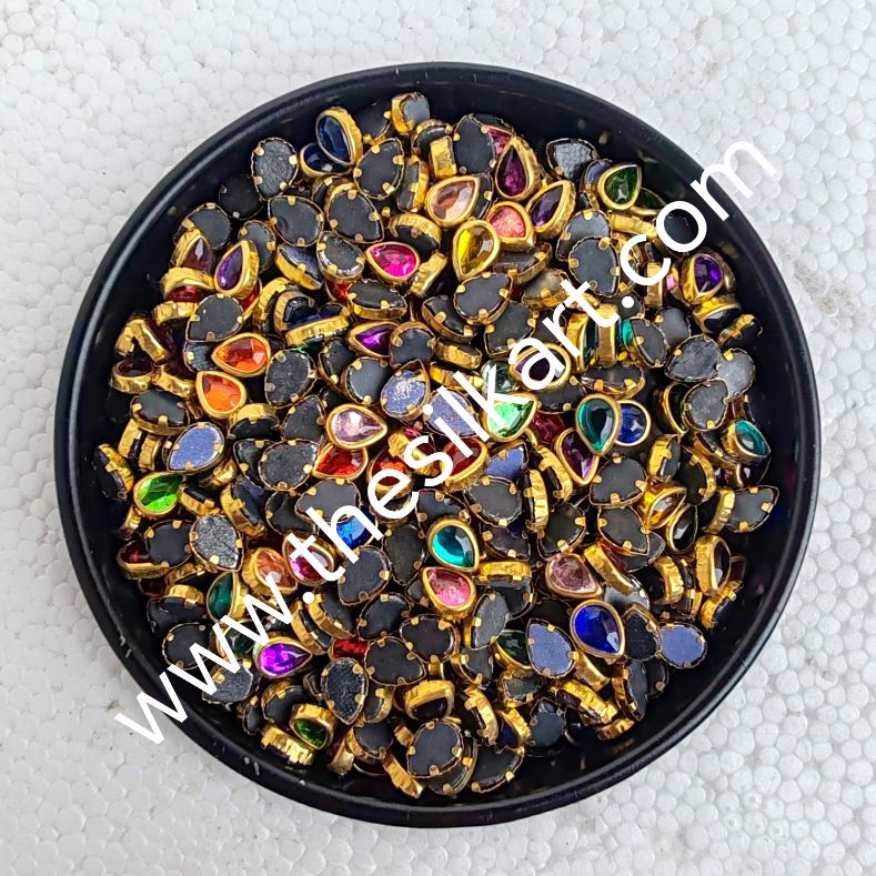 multicolour kundans-6k drop shape