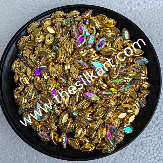 10*6 size eye shape rainbow colour clipstones