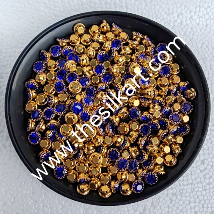 6mm size round shape dark blue colour clipstone