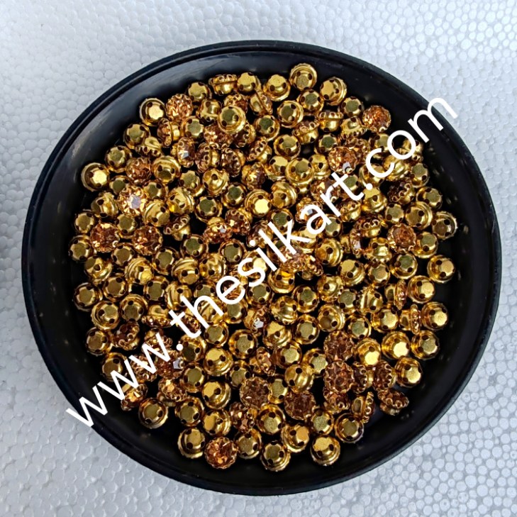 6mm size round shape gold colour clipstone