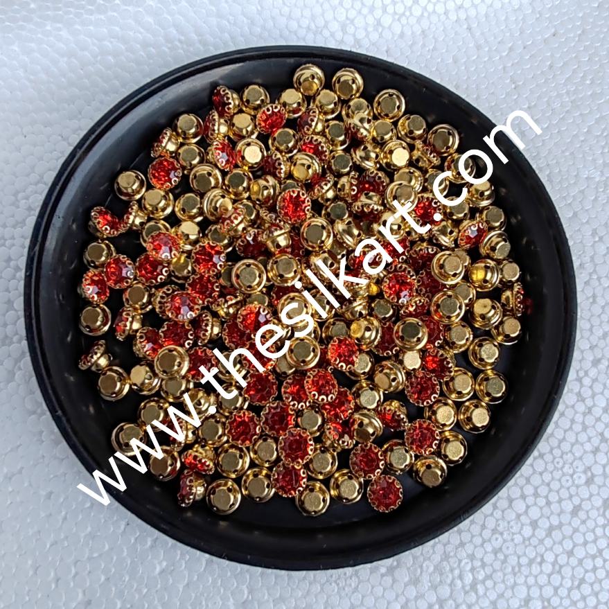 6mm size round shape Red colour clipstones