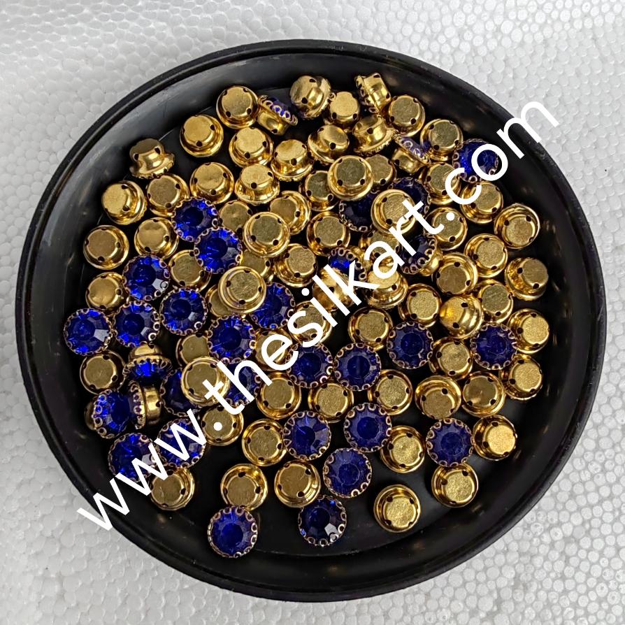8mm size round shape dark blue colour clip stones
