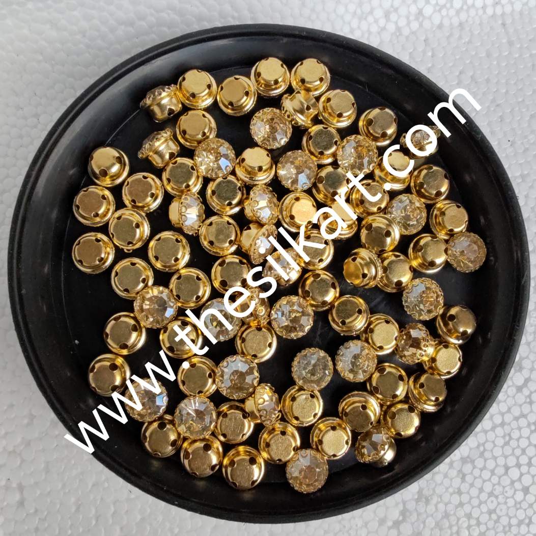 8mm size round shape gold colour clipstones