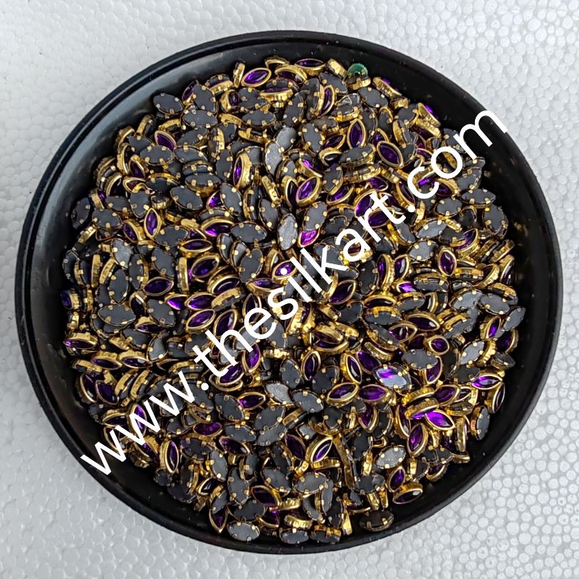6k eye shape purpule glossy kundans