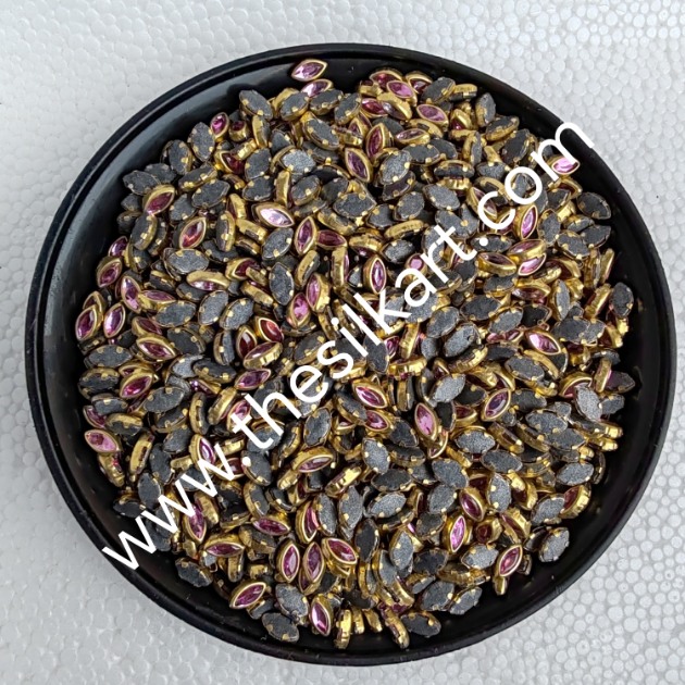 6k eye shape light pink colour glossy kundans