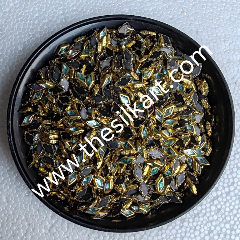 Diamond shape light skyblue colour glass kundans