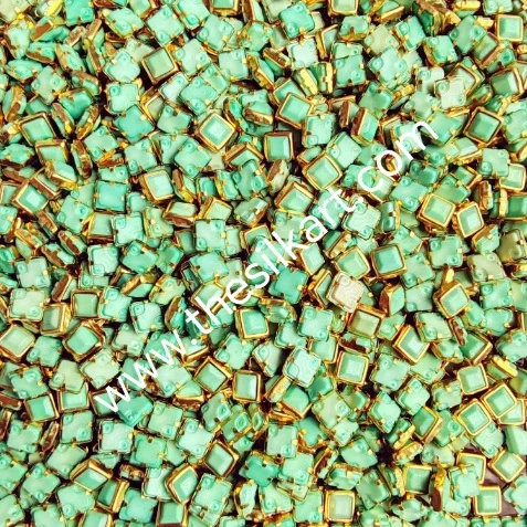 4*4 square matt mint green colour kundans