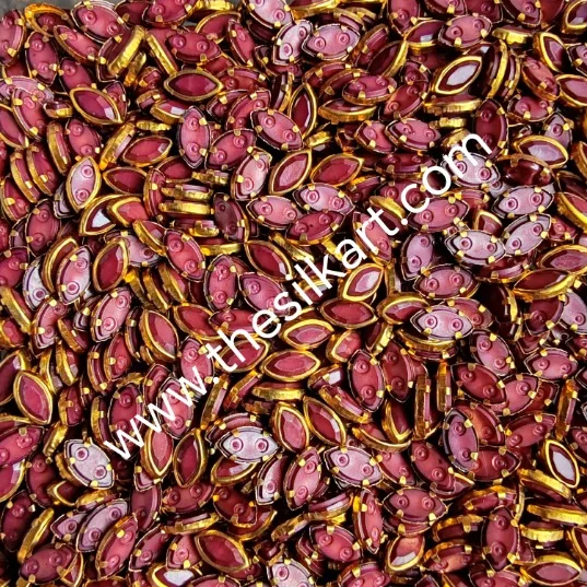 8K Eye shape matt dark marron colour kundans